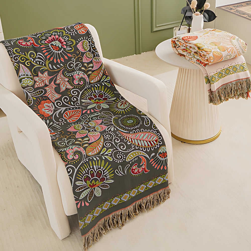 BohoLiva: Boho Baumwoll Decke – Wende Kuscheldecke mit Fransen für Sofa & Bett - Image 3
