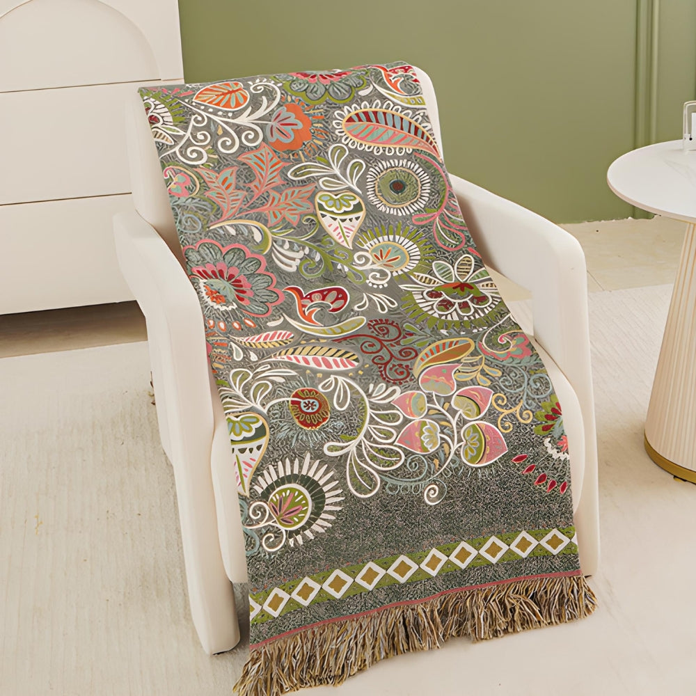BohoLiva: Boho Baumwoll Decke – Wende Kuscheldecke mit Fransen für Sofa & Bett - Image 4