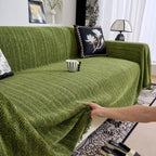 ChenilLoom: Fischgräten Sofabezug aus Chenille – Sofaüberwurf mit Fransen für Wohnzimmer - Image 6