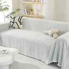 Herringbone Sofa Throw Soft Textured Blanket with Tassels