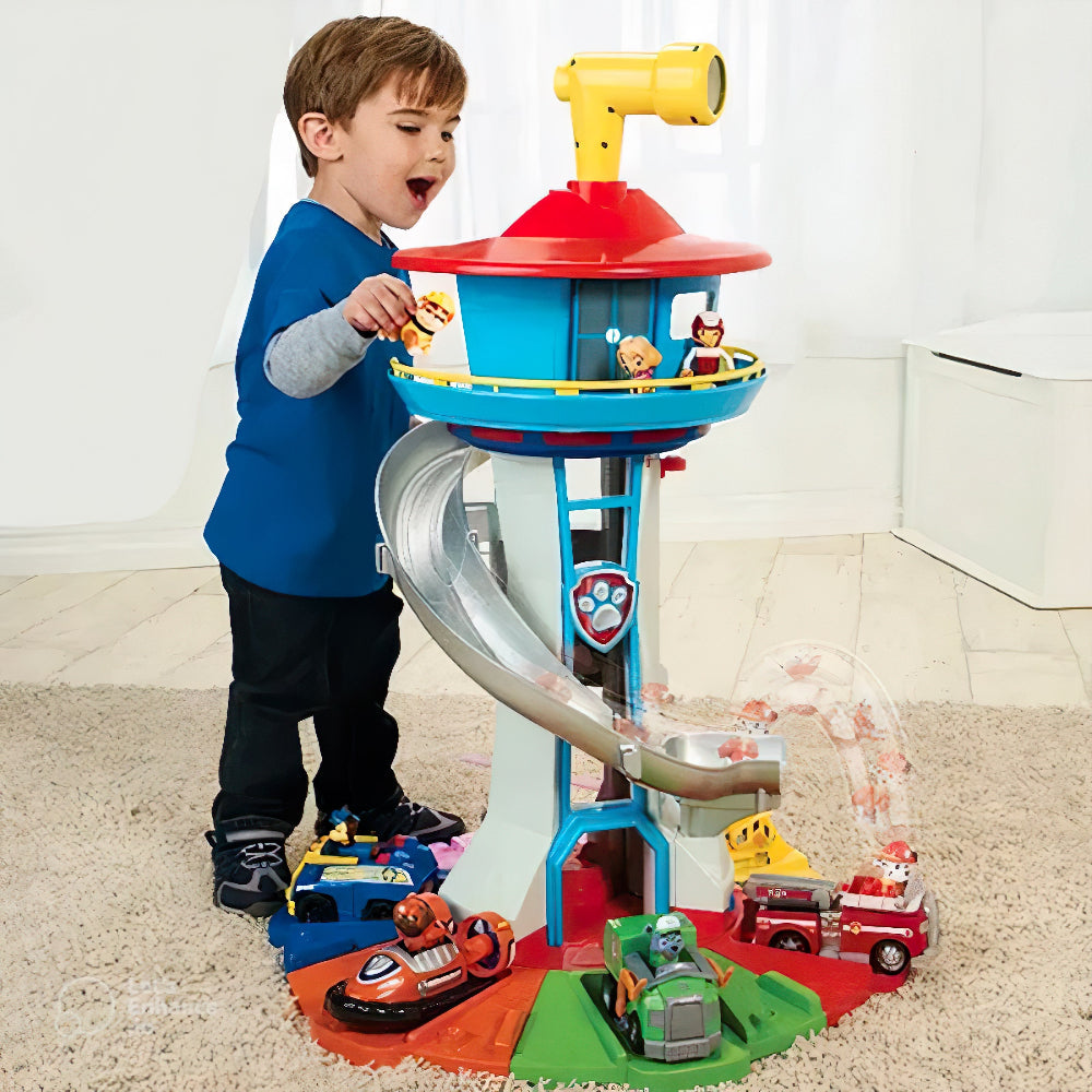 Toy Car Playset Kids Slide Tower Rescue Activity Set