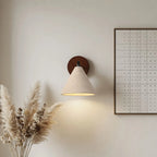 Organic Modern Cone Travertine Wall Sconce Wood Backplate - Image 13