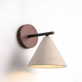 Organic Modern Cone Travertine Wall Sconce Wood Backplate