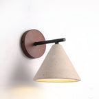 Organic Modern Cone Travertine Wall Sconce Wood Backplate