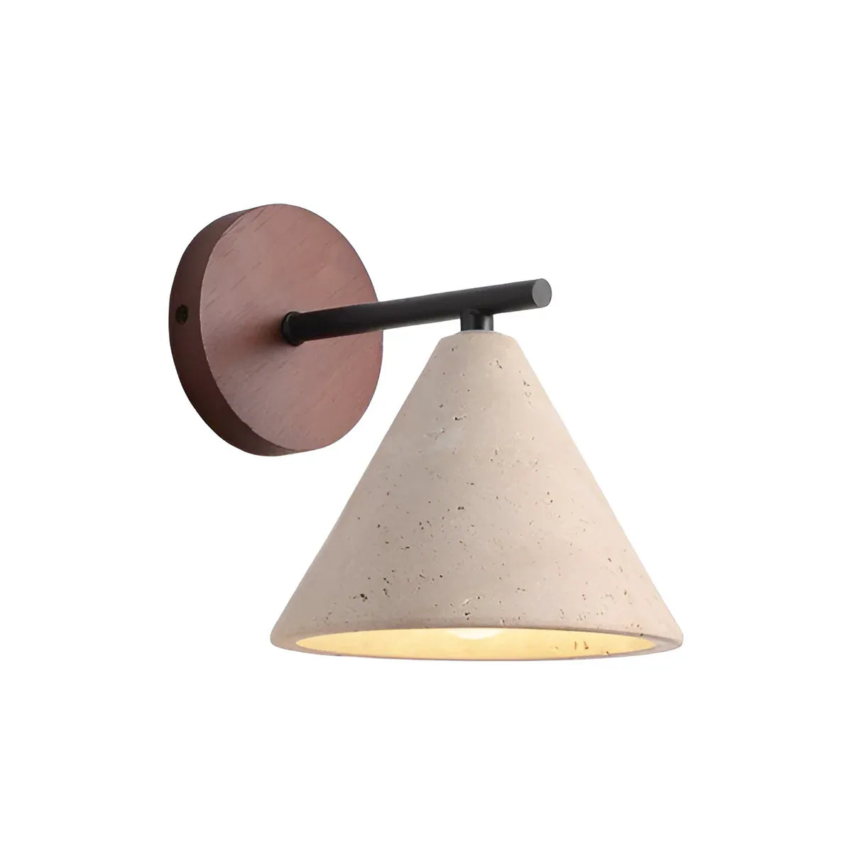 Organic Modern Cone Travertine Wall Sconce Wood Backplate - Image 14