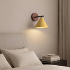 Organic Modern Cone Travertine Wall Sconce Wood Backplate - Image 7