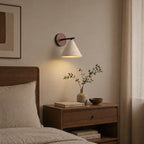 Organic Modern Cone Travertine Wall Sconce Wood Backplate - Image 3