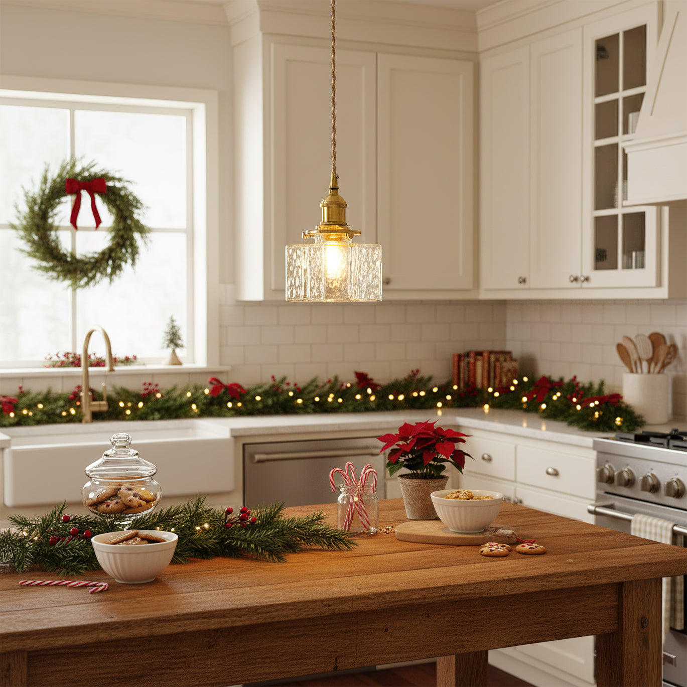 Elara Brass &amp; Glass Pendant Light