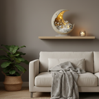 Crescent Moon Acrylic Table Lamp Winter Village Scene - Image 3