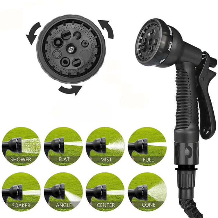 Expandable Garden Hose with 8‑Function Spray Nozzle