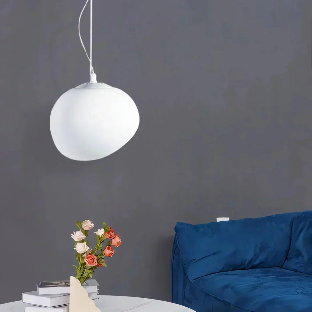 EdelSchein: Weiße Kieselstein Pendelleuchte – Milchglas Design für Esszimmer & Wohnzimmer - Image 10