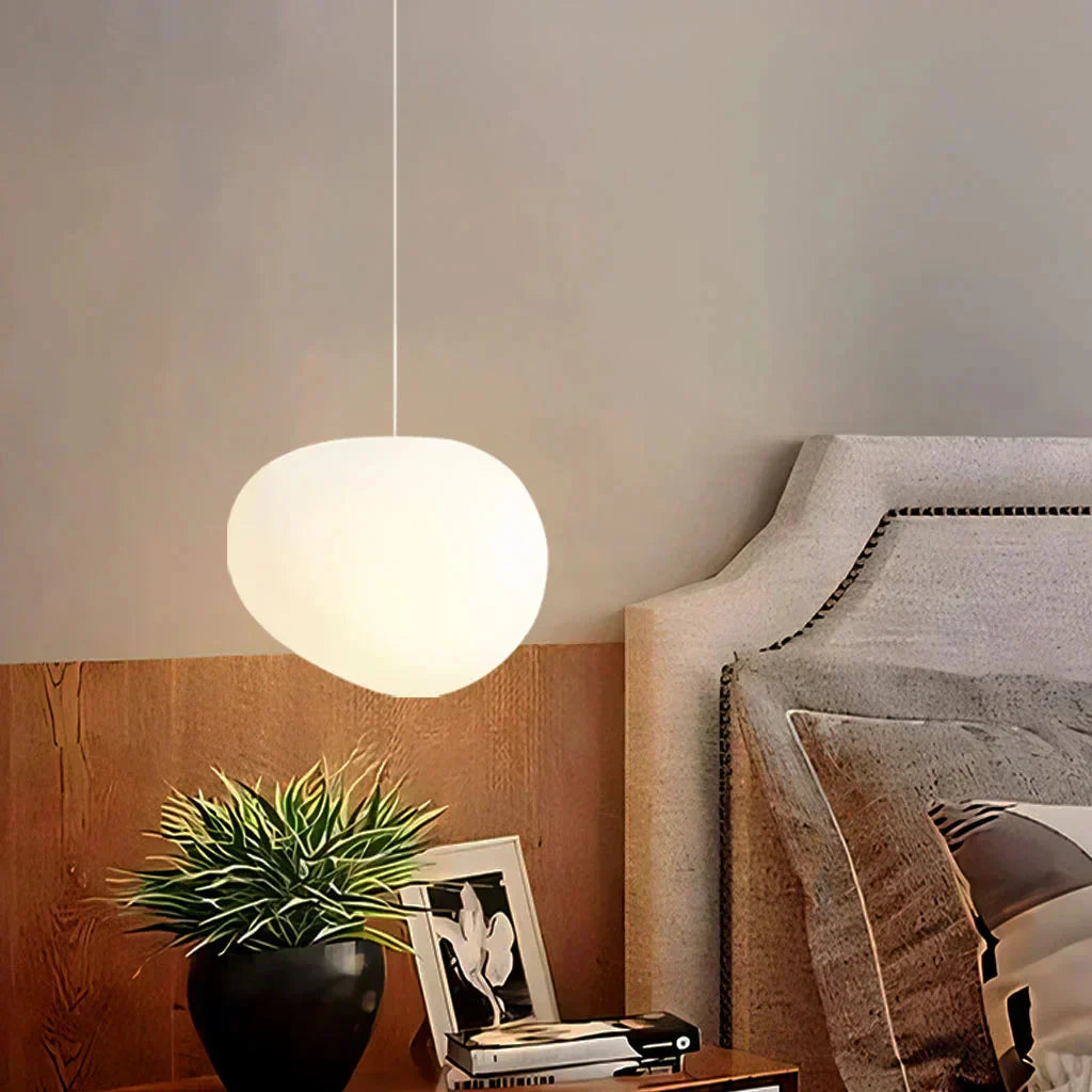 EdelSchein: Weiße Kieselstein Pendelleuchte – Milchglas Design für Esszimmer & Wohnzimmer - Image 7