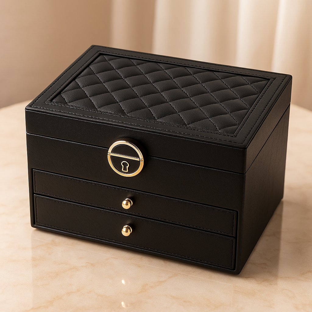 Compact Jewellery Organiser Box with Tiered Storage