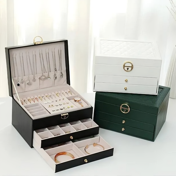 Compact Jewellery Organiser Box with Tiered Storage