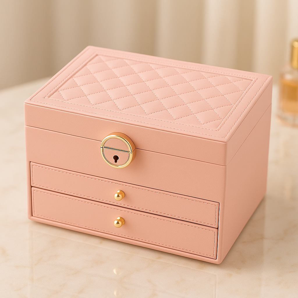 Compact Jewellery Organiser Box with Tiered Storage