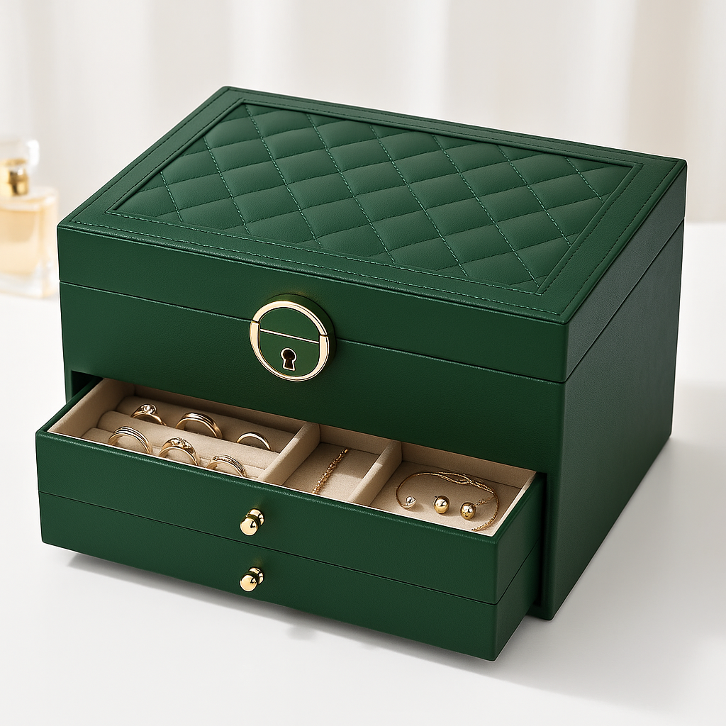 Compact Jewellery Organiser Box with Tiered Storage