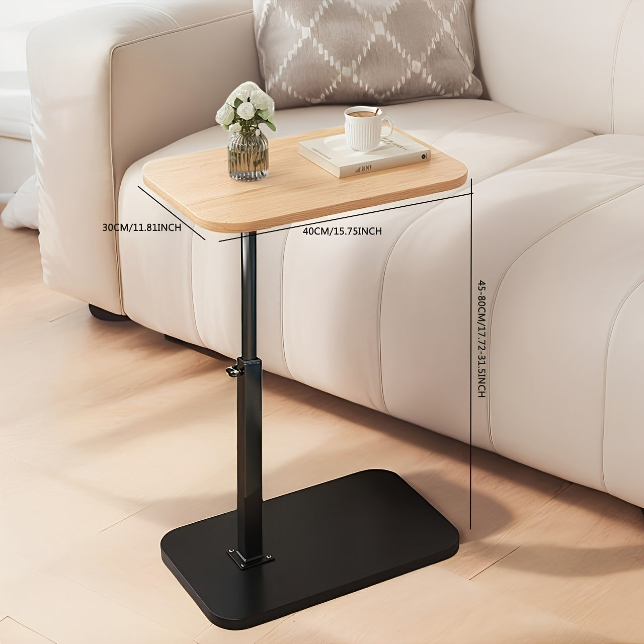 FlexivoLift: Höhenverstellbarer Beistelltisch mit Holzplatte & stabilem Metallgestell – für Wohnzimmer & Schlafzimmer - Image 5