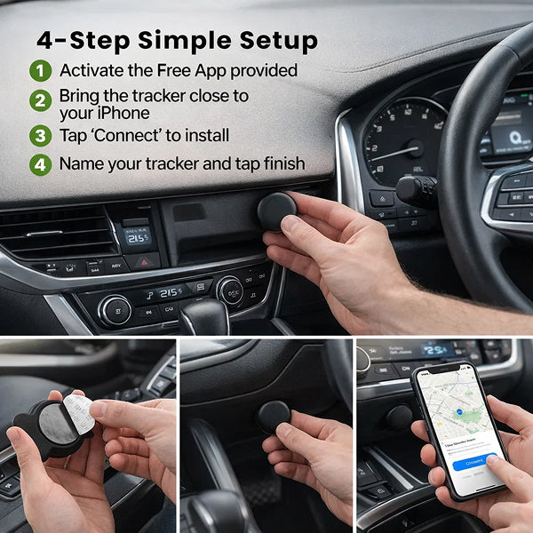Compact Car Tracker with 24/7 Security & App Control