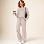 Women's 2 Piece Lounge Set Crew Neck Top Drawstring Pants