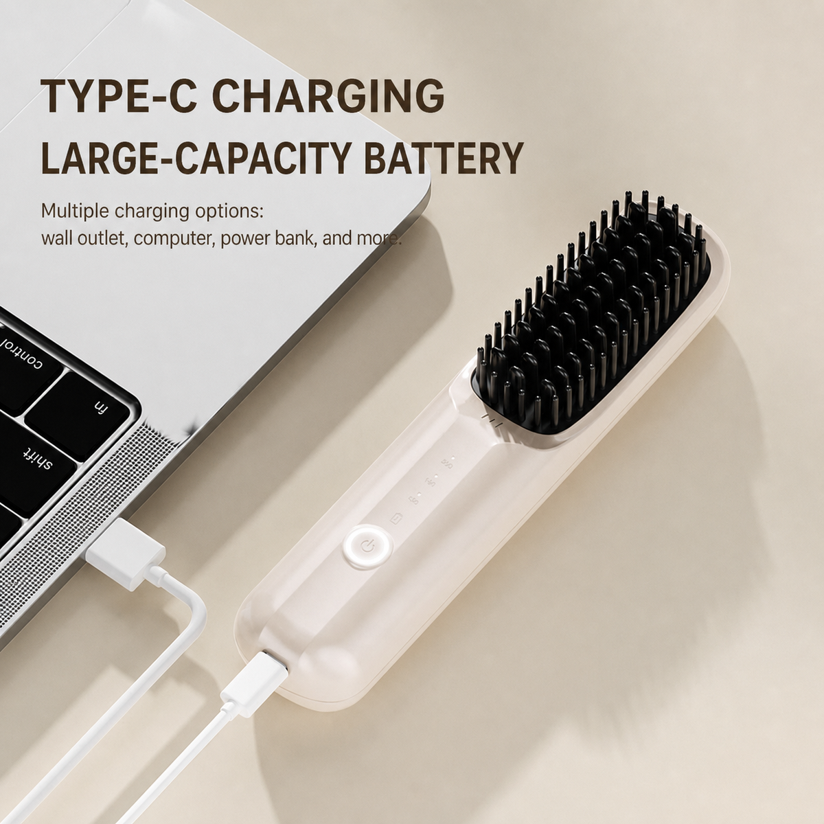 Cordless Hair Straightener Brush Portable Negative Ion Ceramic Hot Comb