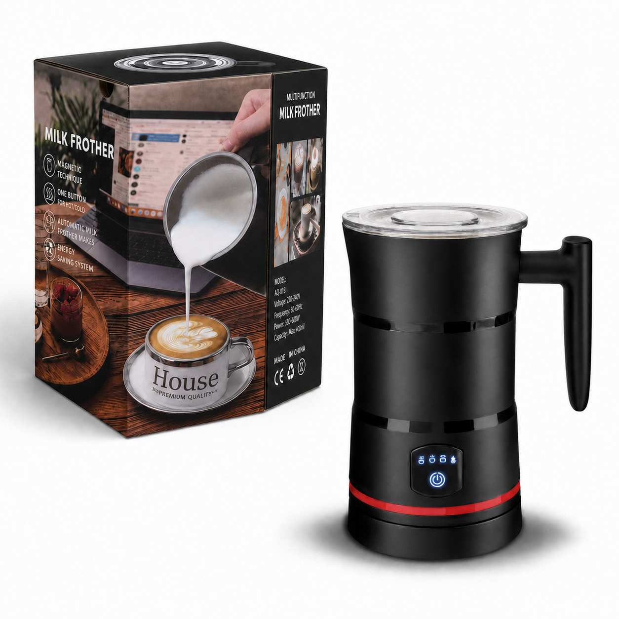 Electric Milk Frother Steamer Stainless Steel Hot Cold Foam Maker