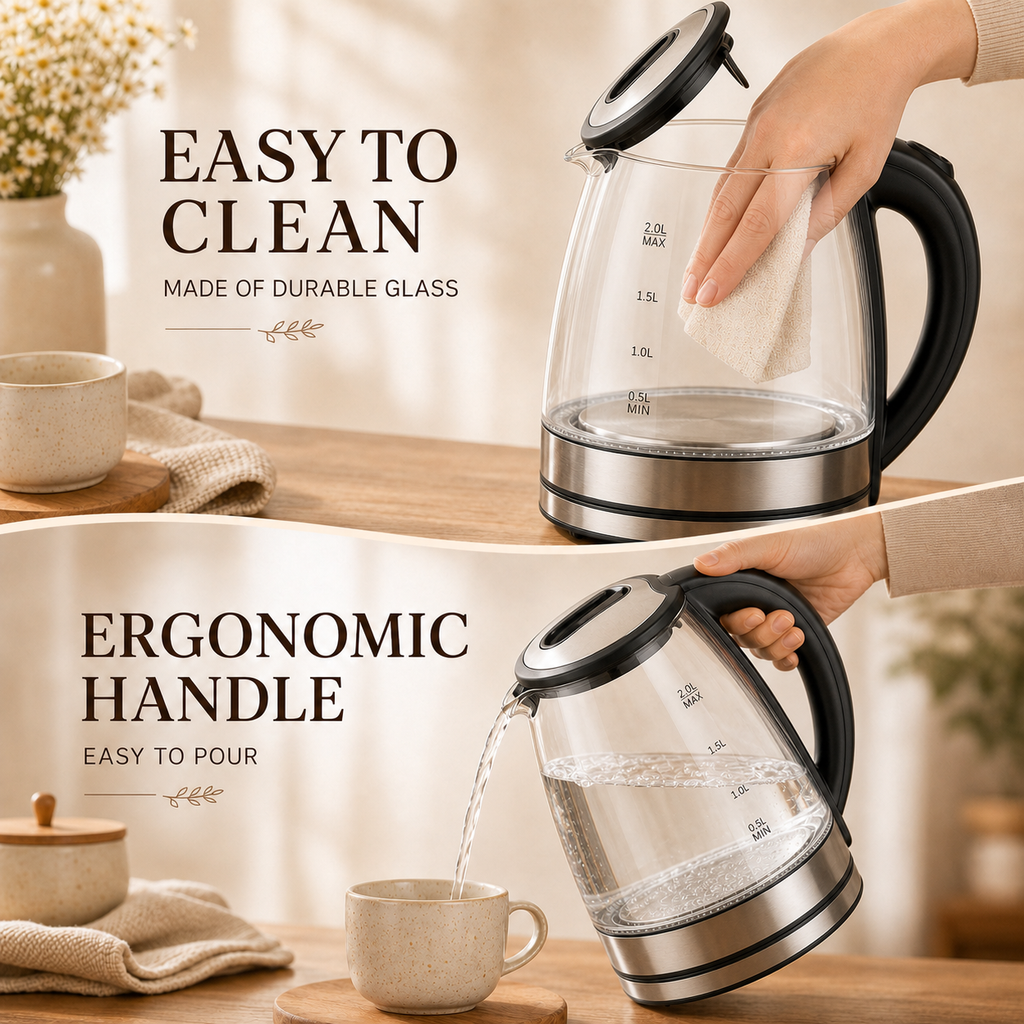 2.0L Electric Glass Kettle with LED Illumination