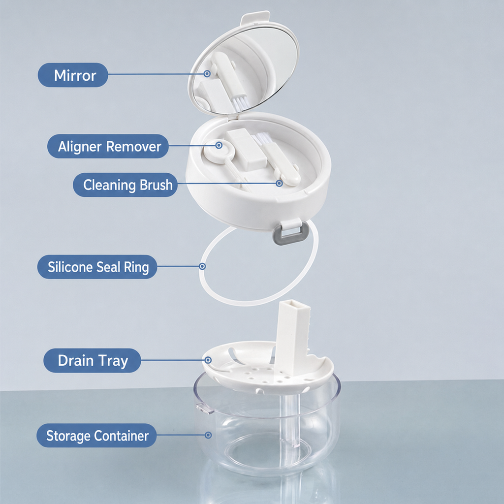 Retainer Case Cleaner Travel Storage Mirror Leak Proof