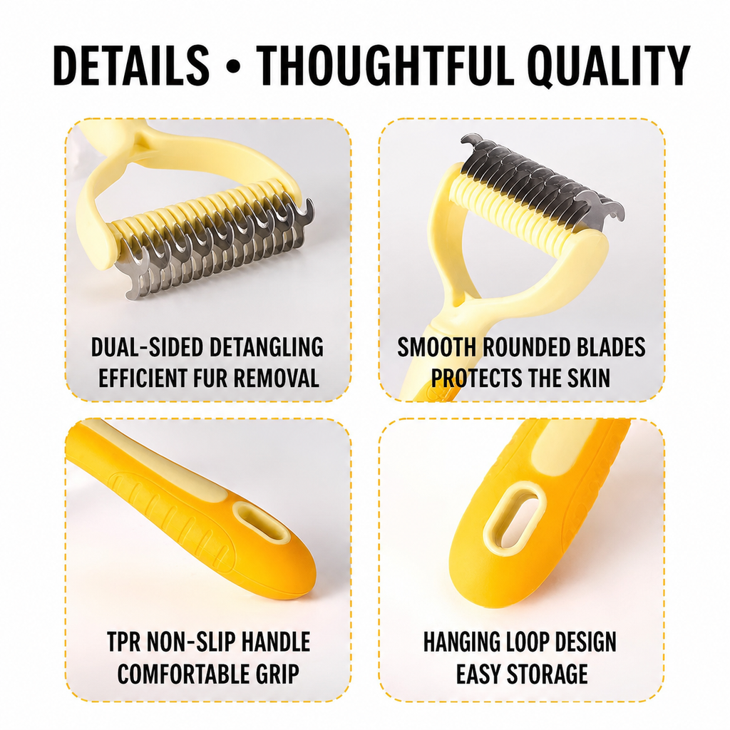 Dog Deshedding Tool Dual Sided Undercoat Dematting Rake Cats