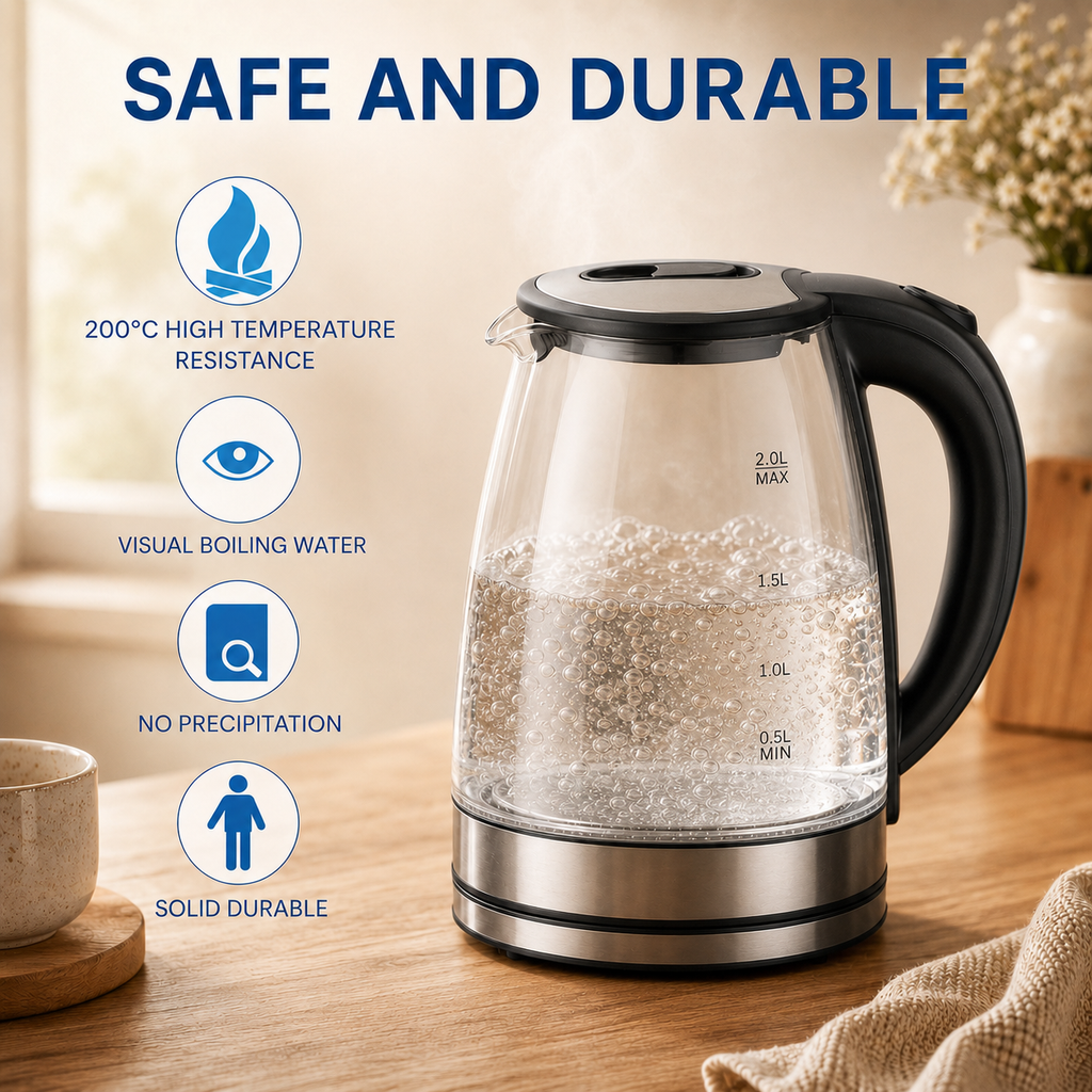 2.0L Electric Glass Kettle with LED Illumination