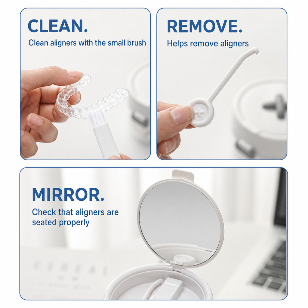 Retainer Case Cleaner Travel Storage Mirror Leak Proof