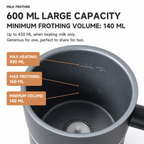 Electric Milk Frother Steamer Stainless Steel Hot Cold Foam Maker