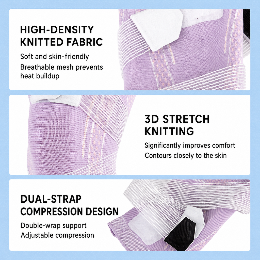 Knee Compression Sleeve Brace Adjustable Straps Pain Relief Support