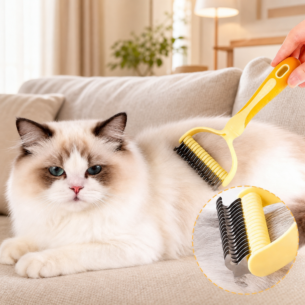 Dog Deshedding Tool Dual Sided Undercoat Dematting Rake Cats