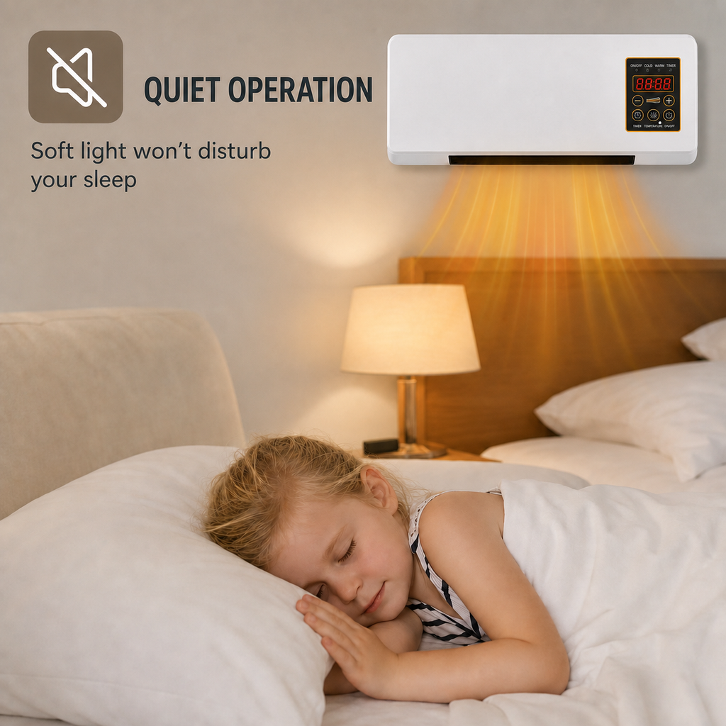 Wall Mounted Heater Fan Combo 2-in-1 Space Saving PTC Ceramic Remote