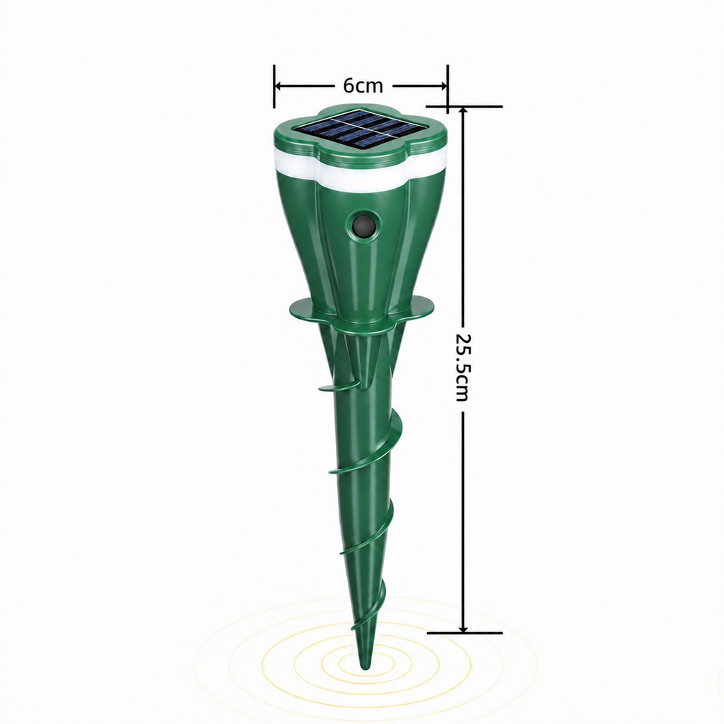 Solar Mole Repellent Stakes Waterproof Sonic Vole Gopher Deterrent Yard