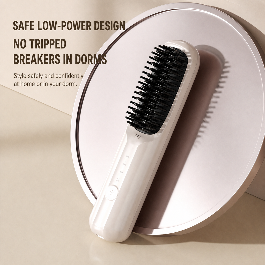 Cordless Hair Straightener Brush Portable Negative Ion Ceramic Hot Comb