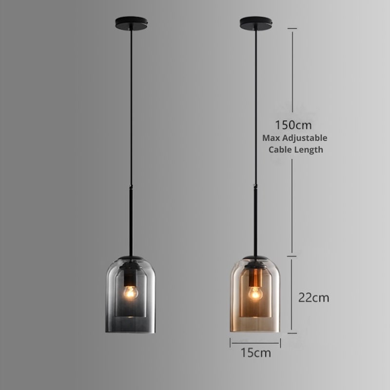 GlasLume: Mid-Century Pendelleuchte mit Doppelglas – Designer Hängelampe für Esszimmer & Wohnzimmer - Image 9