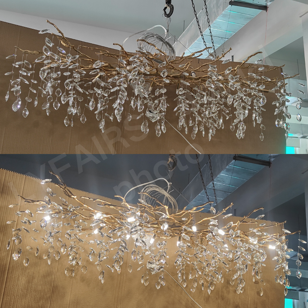 Branch Style Crystal Ceiling Light Decorative Indoor Lighting Fixture