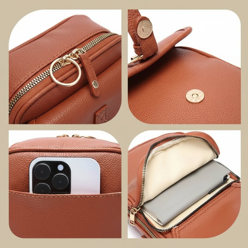 Square Leather Crossbody Bag Anti Theft - Image 6