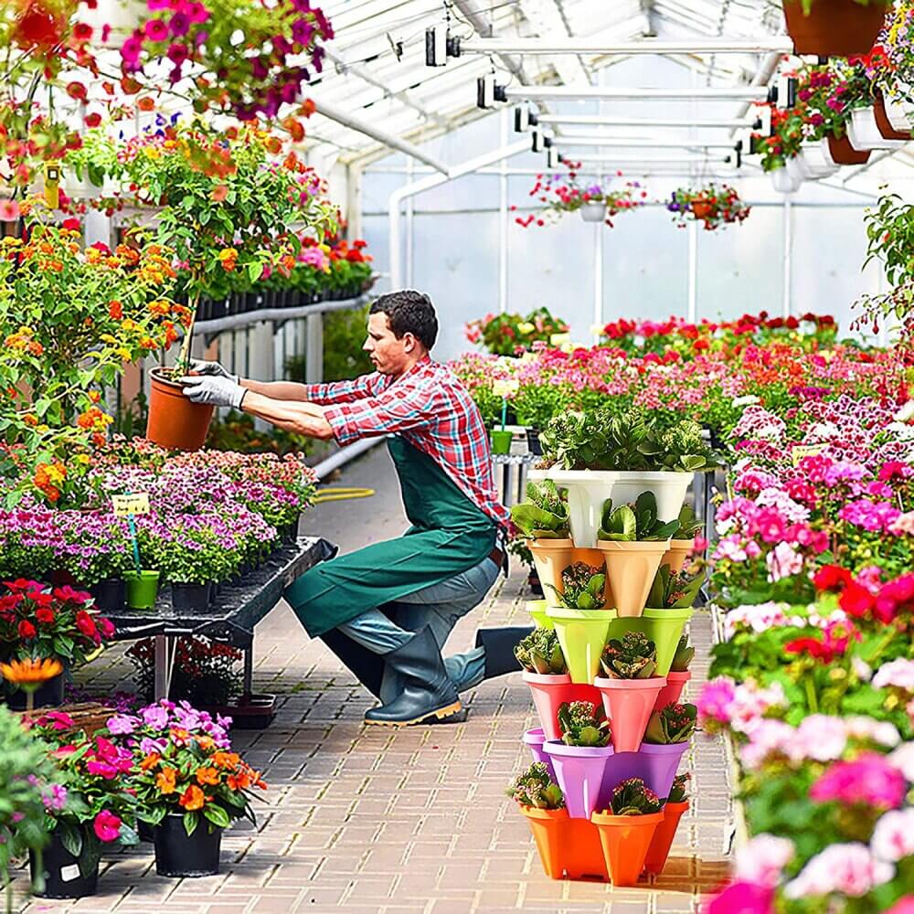 Vertical Stackable Plant Pots with Wheels