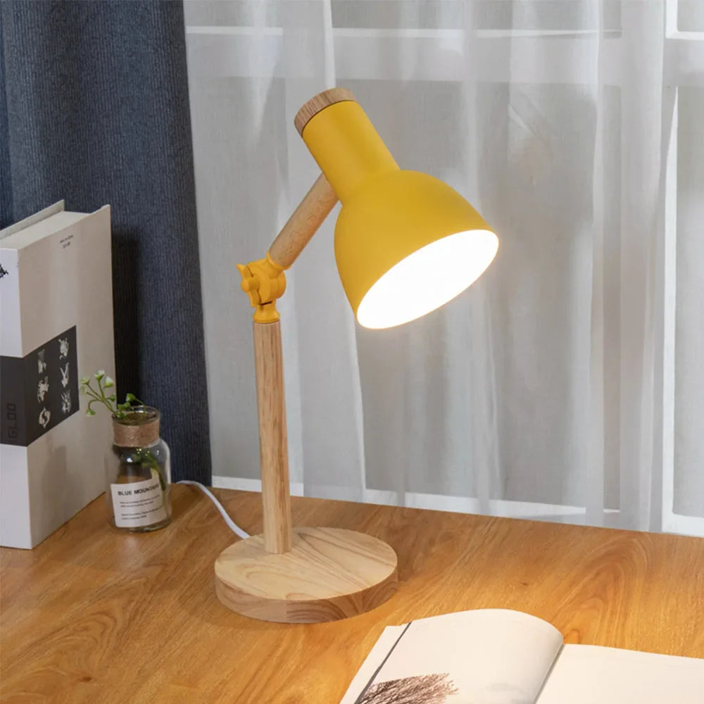 Wood Desk Lamp Adjustable Nordic Wooden Bedside Table Light - Image 6