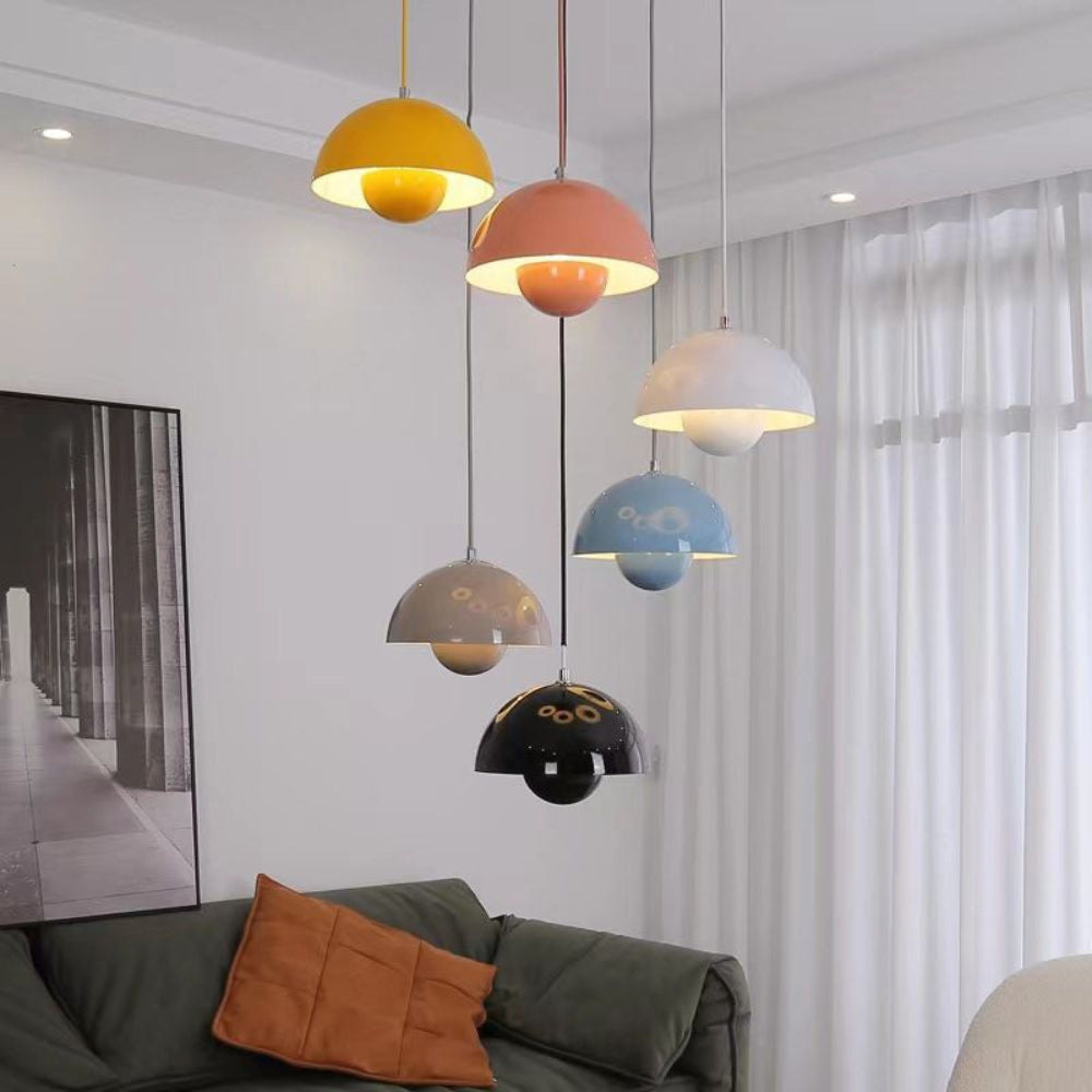 Scandinavian Half Circle Pendant Light Modern Colour Accent Lamp