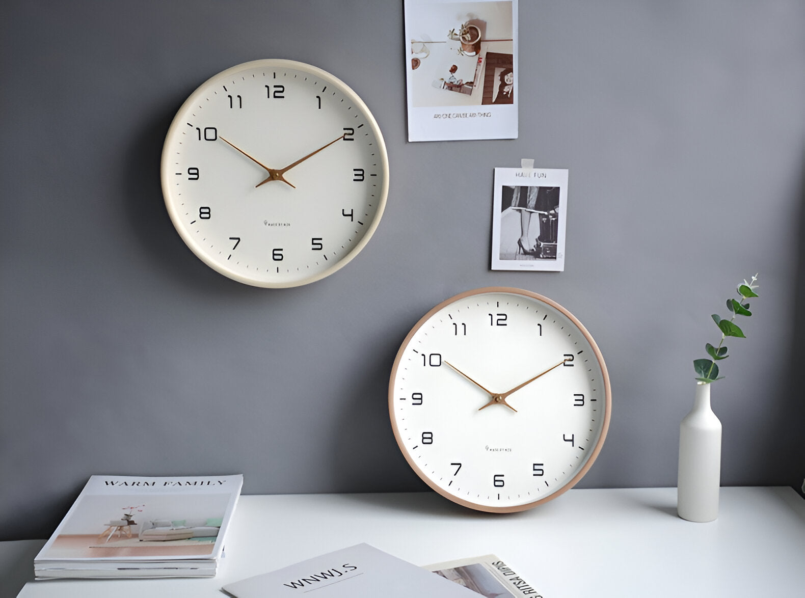 Minimalist Wall Clock Wooden Frame Scandinavian Silent Quartz Home Decor - Image 5