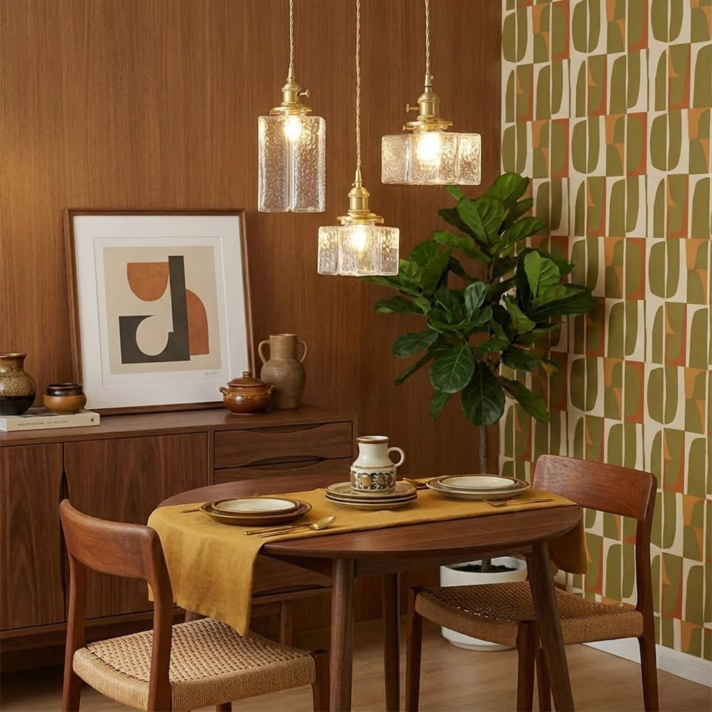 Elara Brass &amp; Glass Pendant Light