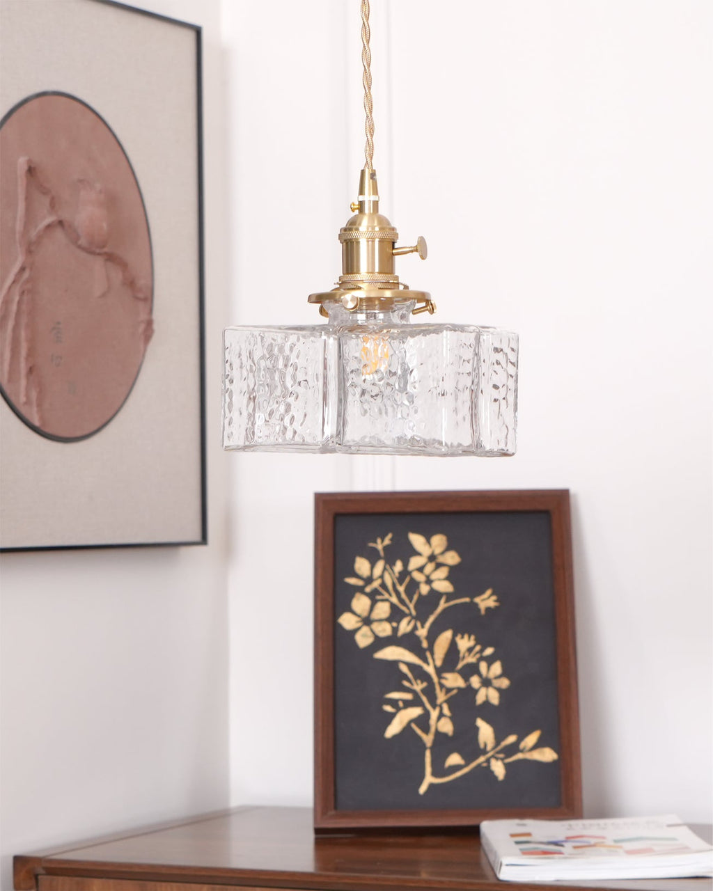 Elara Brass &amp; Glass Pendant Light