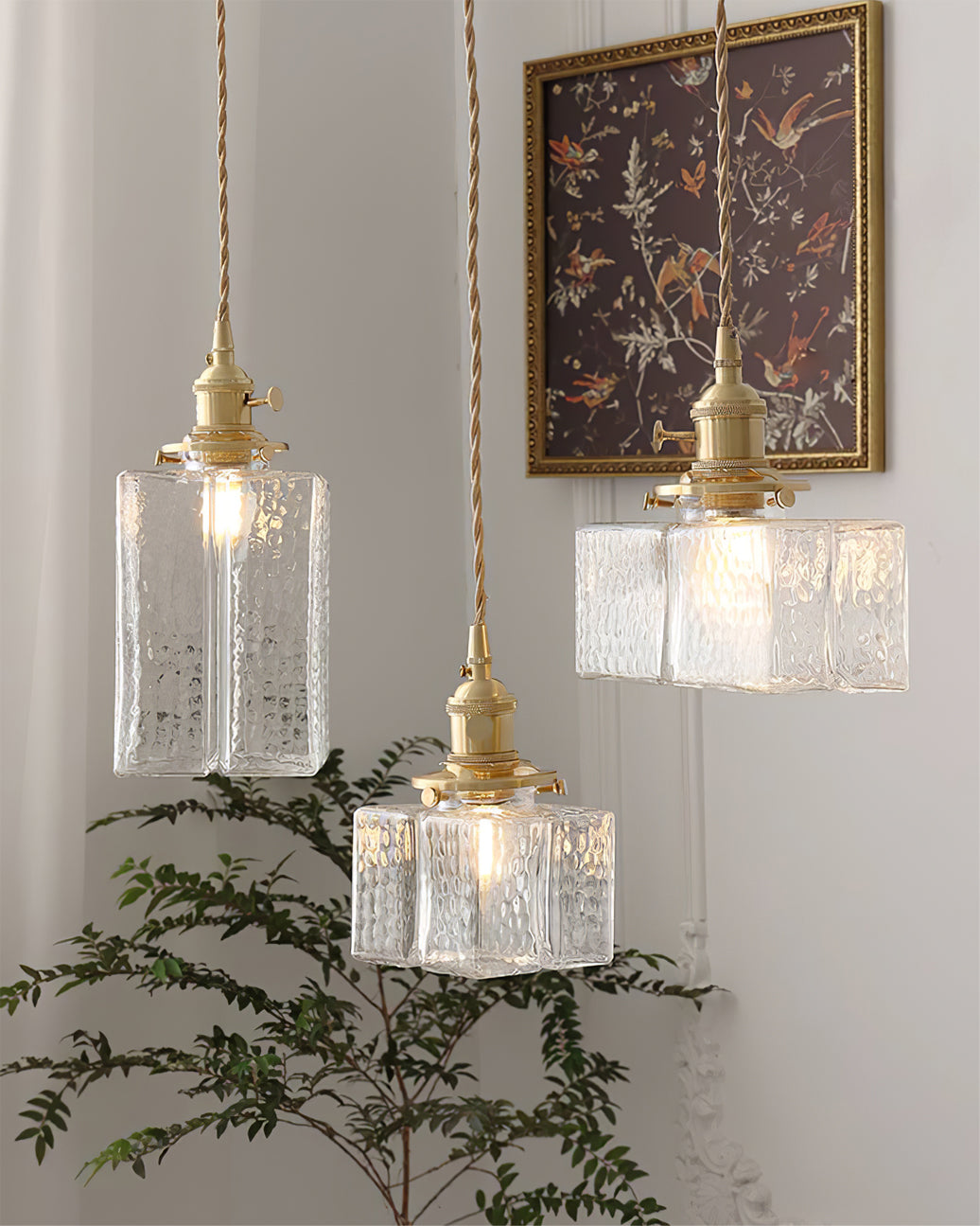 Elara Brass &amp; Glass Pendant Light