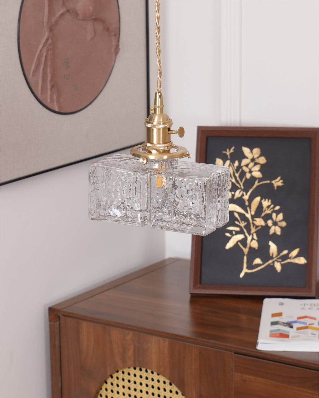 Elara Brass &amp; Glass Pendant Light