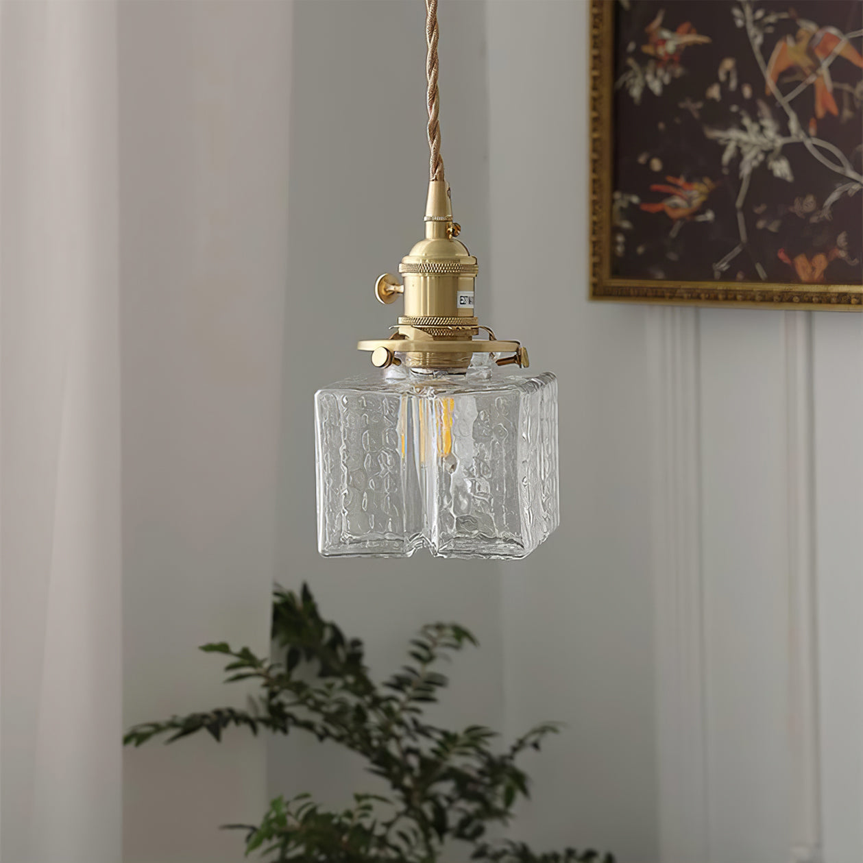 Elara Brass &amp; Glass Pendant Light