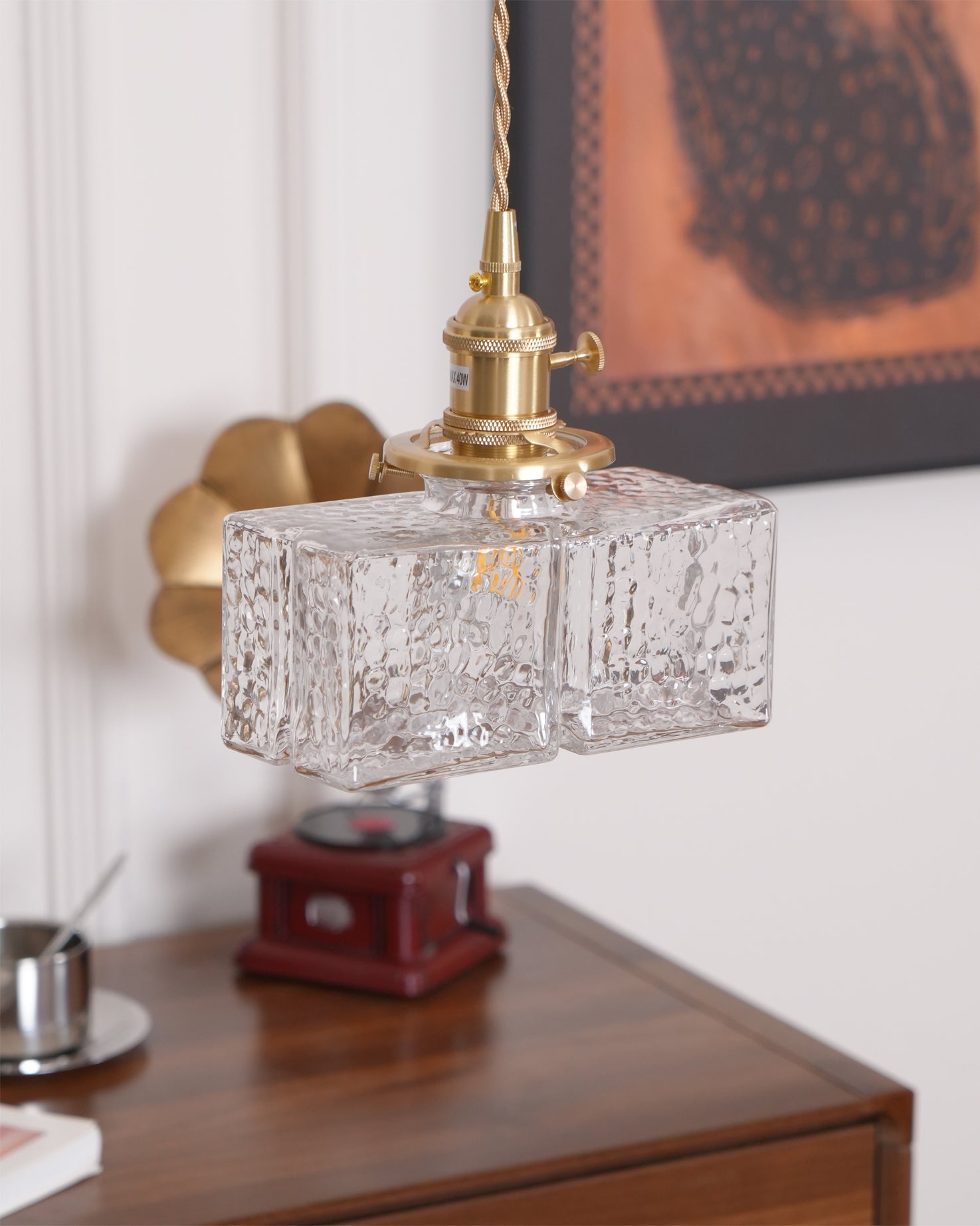 Elara Brass &amp; Glass Pendant Light