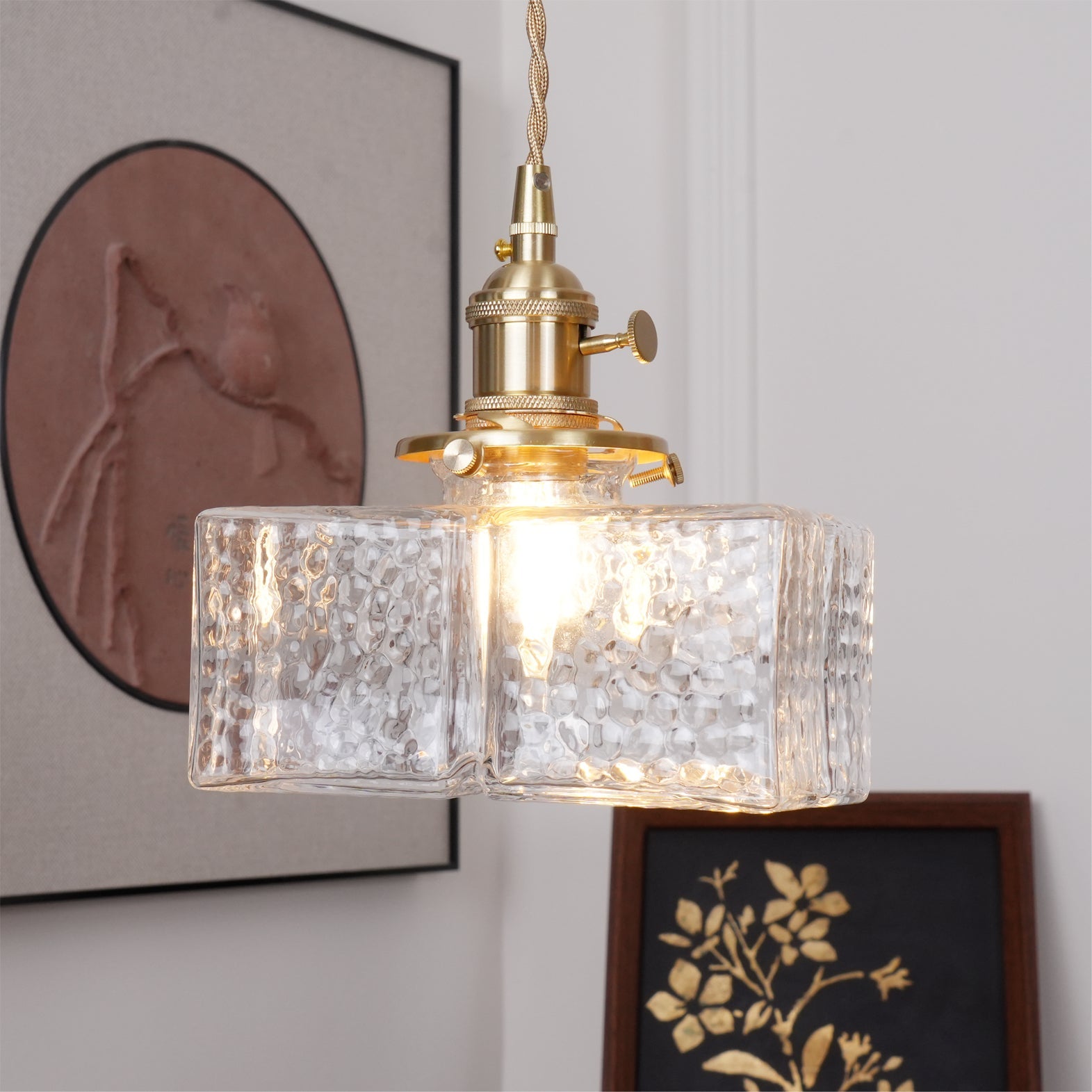 Elara Brass &amp; Glass Pendant Light